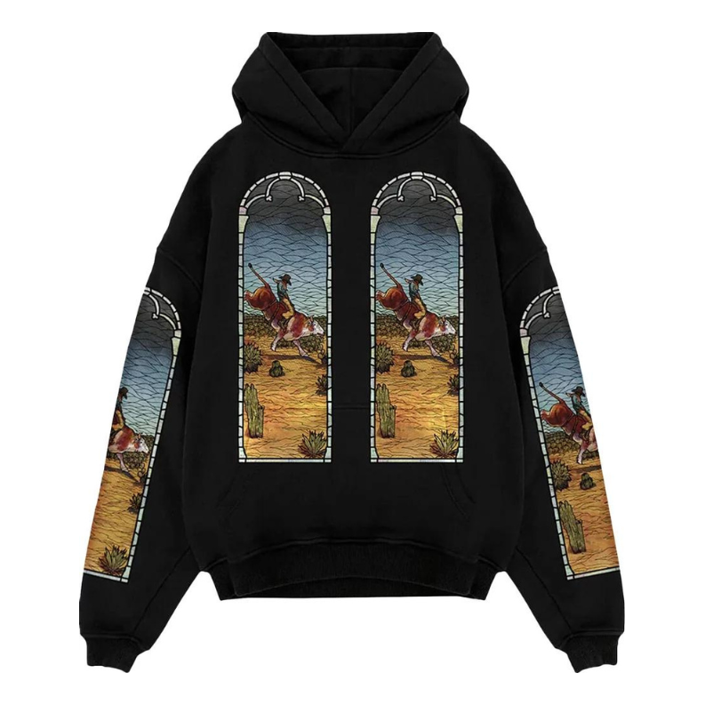 Sweatshirt Who Decides War Who Decides War x EST Gee Stained Glass Print Hoodie Sort | WDWES637
