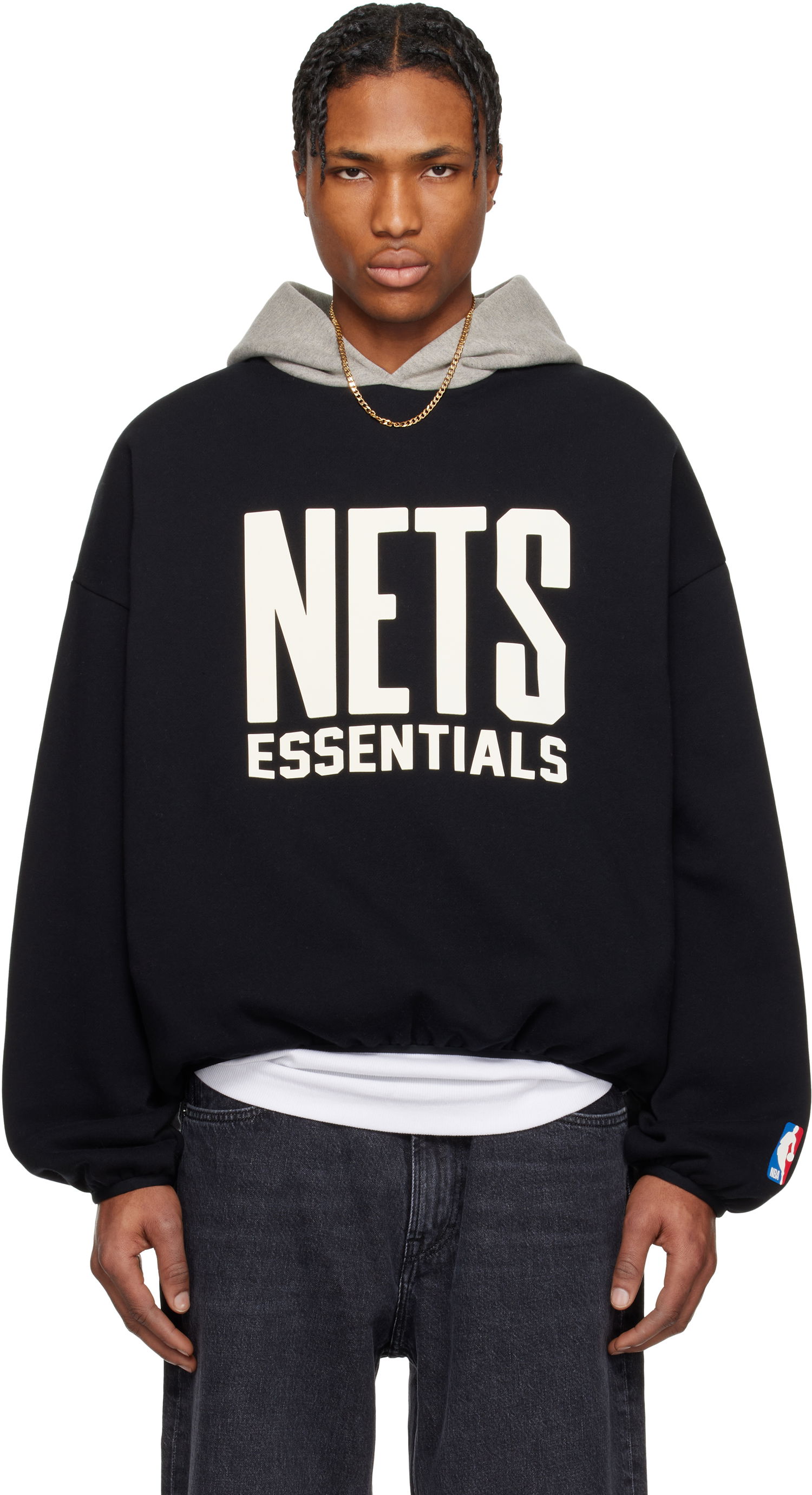 Sweatshirt Fear of God Fear of God ESSENTIALS NBA Nets Pull Over Hoodie Sort | 192AL246505F, 0