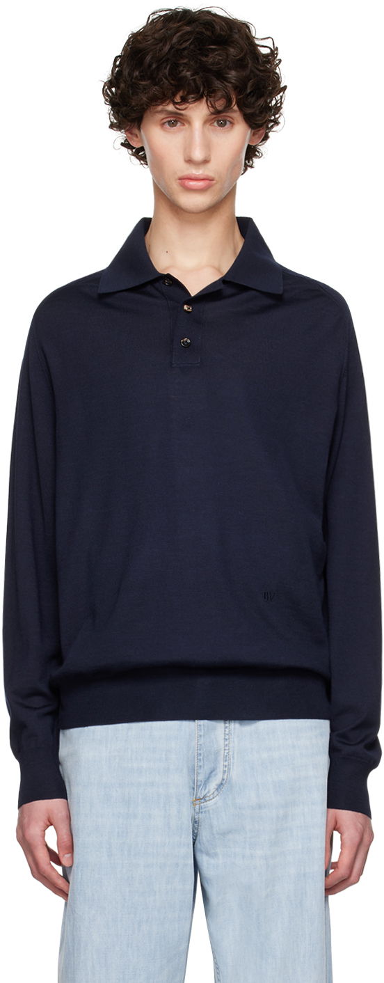 Polo skjorte Bottega Veneta Polo Inverted Seam Mørkeblå | 793811-V4BF0-4121