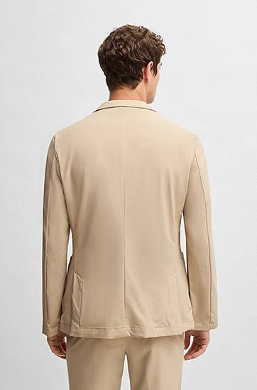 Jakke BOSS BOSS Slim-Fit Travel Stretch Softshell Suit Jacket Beige | 50538635, 1