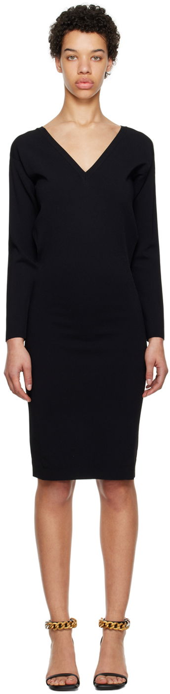 Kjole Stella McCartney Compact V-Neck Dress Sort | 6K0426S2076