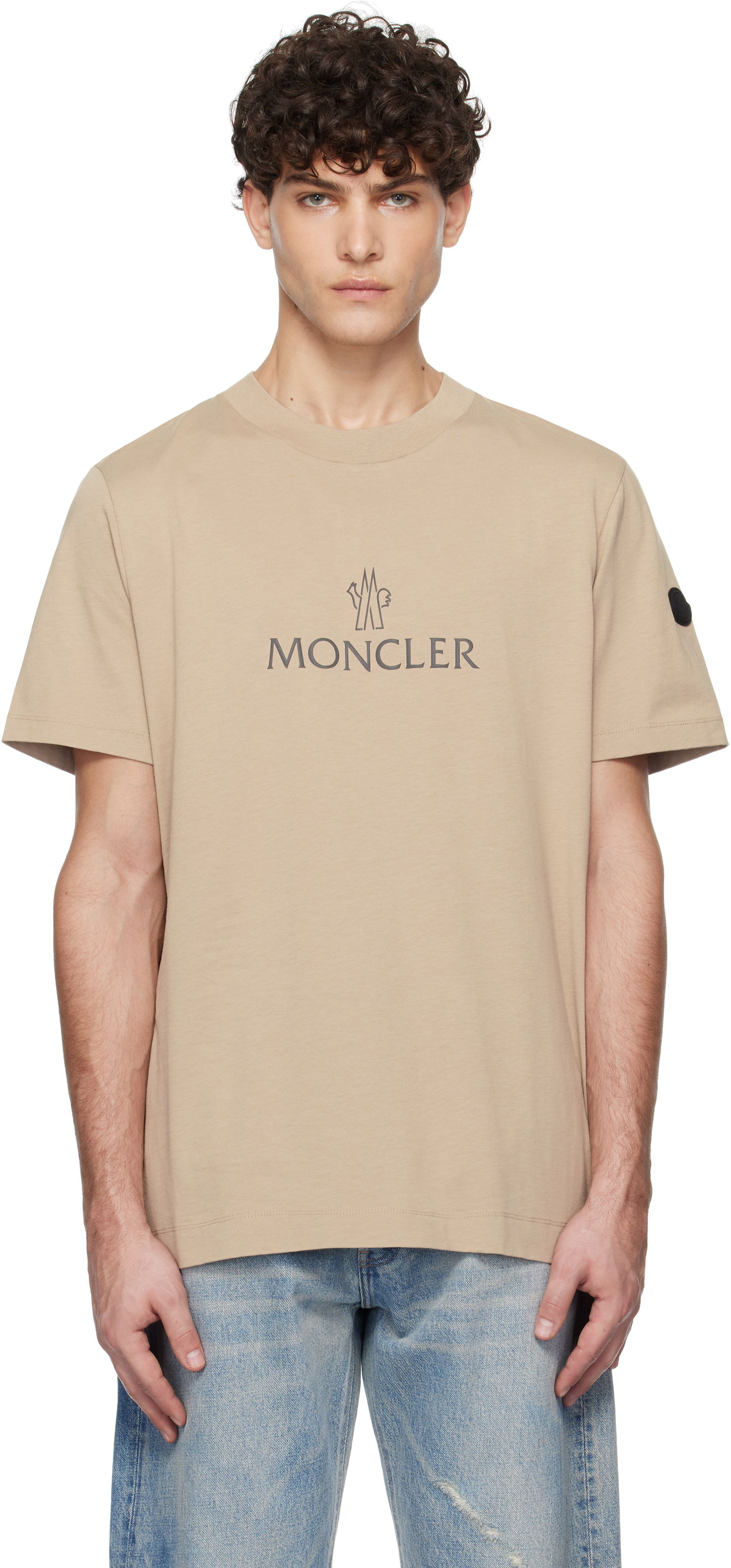 T-shirt Moncler Logo Cotton T-Shirt Beige | K10918C00024829H8, 0