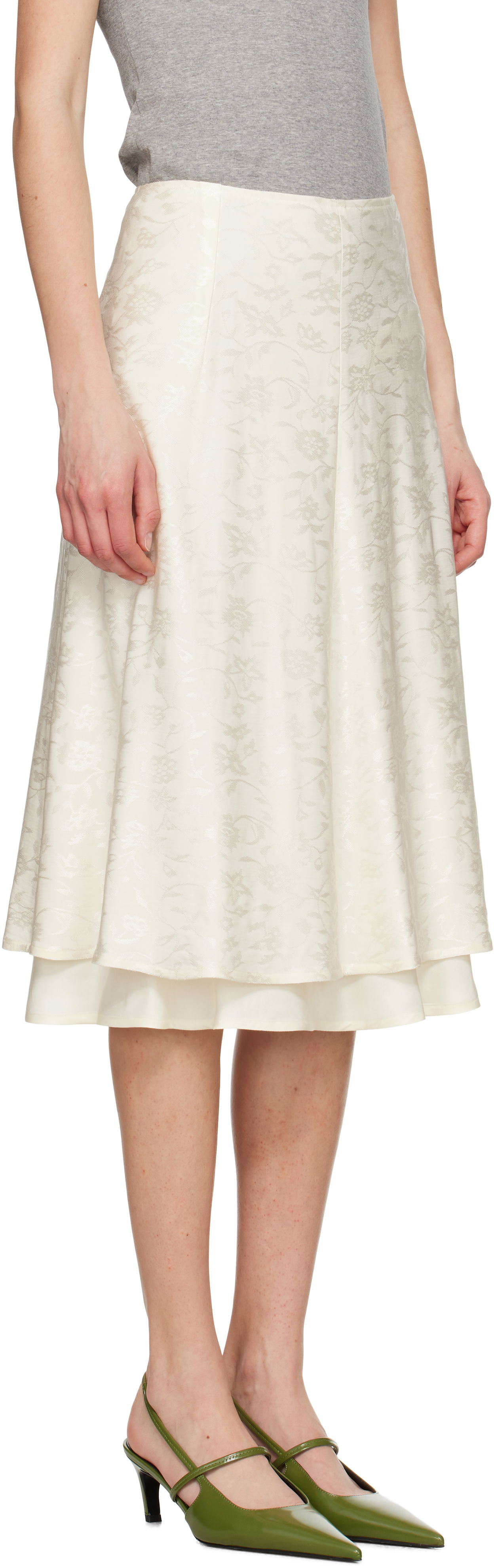 Nederdel Jil Sander Jil Sander A-Line Midi Skirt Hvid | J03MA0226_J20297, 1