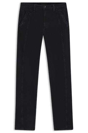 Jeans BOSS Barrel-leg jeans with front seam in soft denim Sort | 50546869