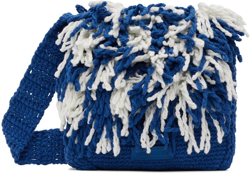 Skuldertaske ADER ERROR Fringe Knitted Shoulder Bag Blå | BMADSSBA0302BL