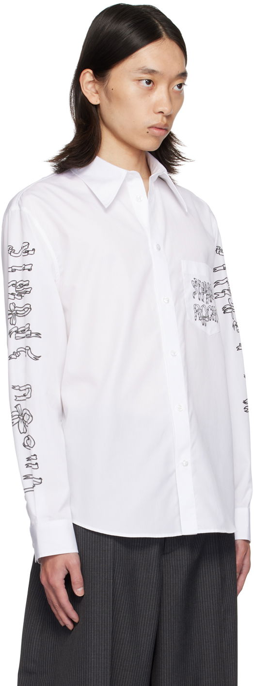 Skjorte Simone Rocha Simone Rocha Ribbon Logo Print Shirt Hvid | 5281P1921 1025, 1