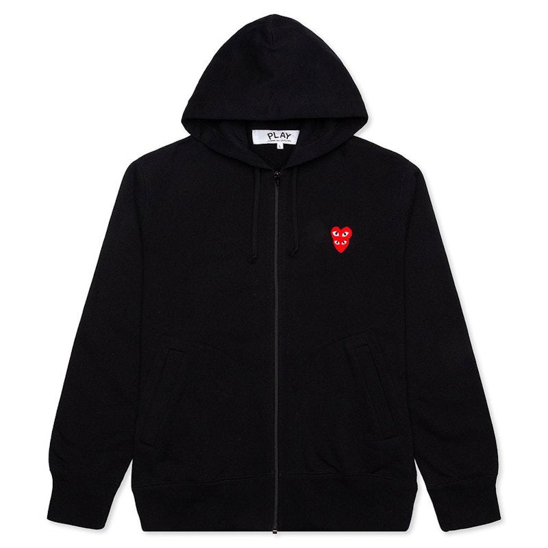 Sweatshirt Comme des Garçons Play Stacked Heart Zip Hoodie Sort | AZ-T293-051-1