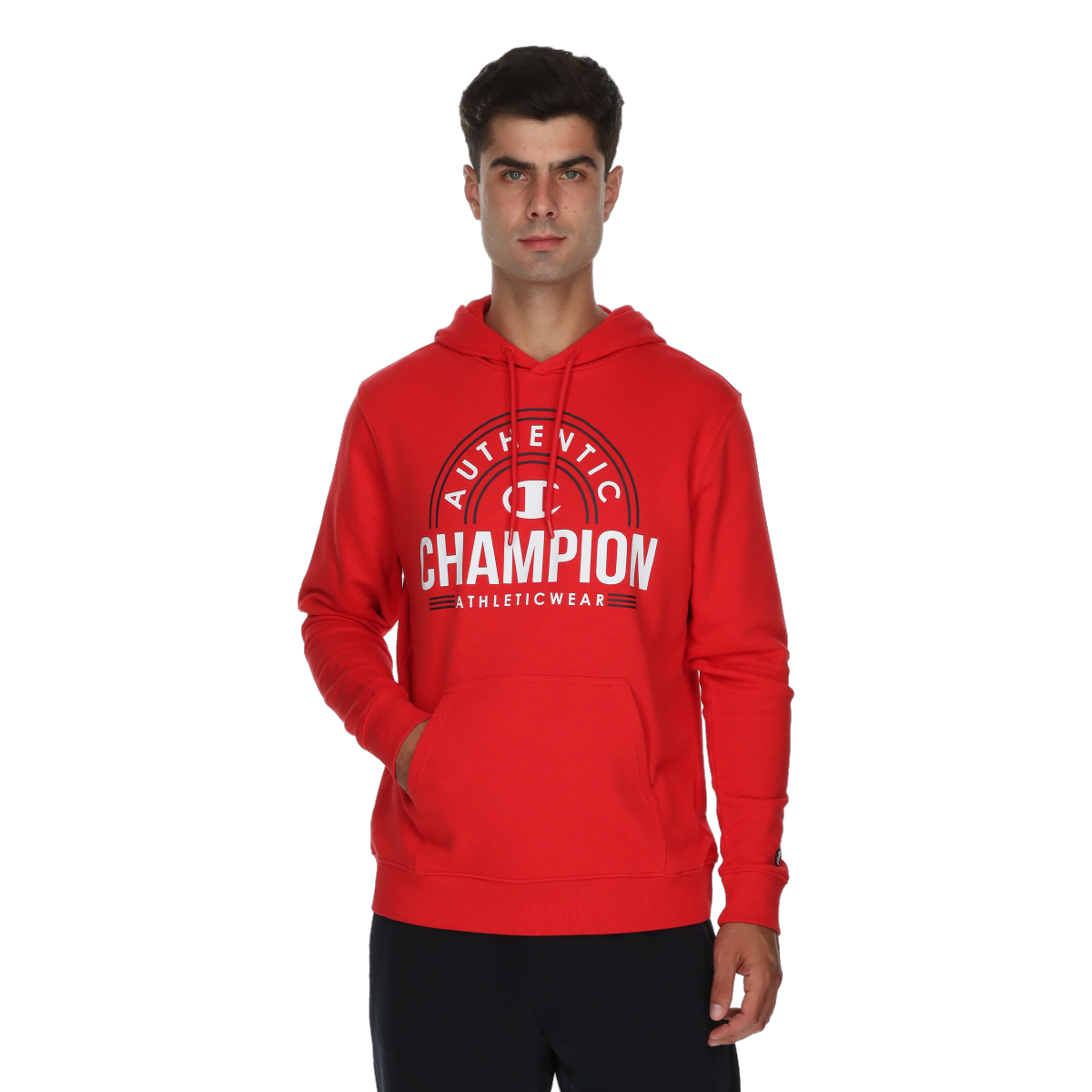 Sweatshirt Champion Authentic Athleticwear Pullover Hoodie with Kangaroo Pocket Rød | 222110-RS001, 0