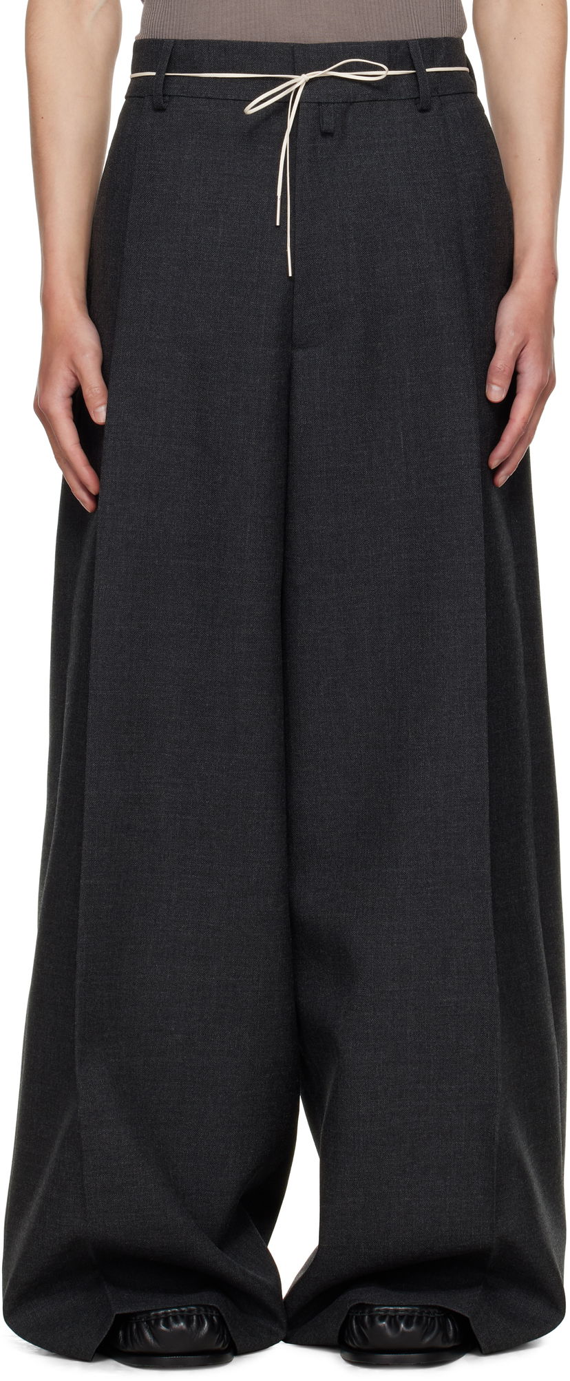 Bukser Dries Van Noten Dries Van Noten Wide Leg Pleated Trousers Grå | 252-020915-2247