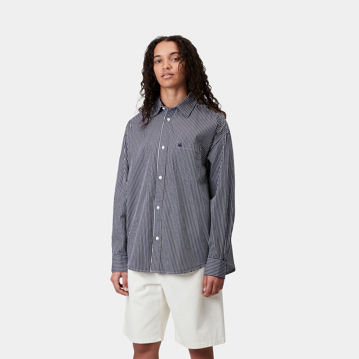 Skjorte Carhartt WIP Carhartt WIP Arvin Long Sleeve Striped Shirt Mørkeblå | I034560_2, 0