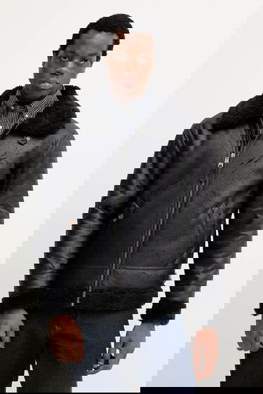 Jakke Alpha Industries Alpha Industries B-3 Shearling Jacket Sort | 143106.515, 0