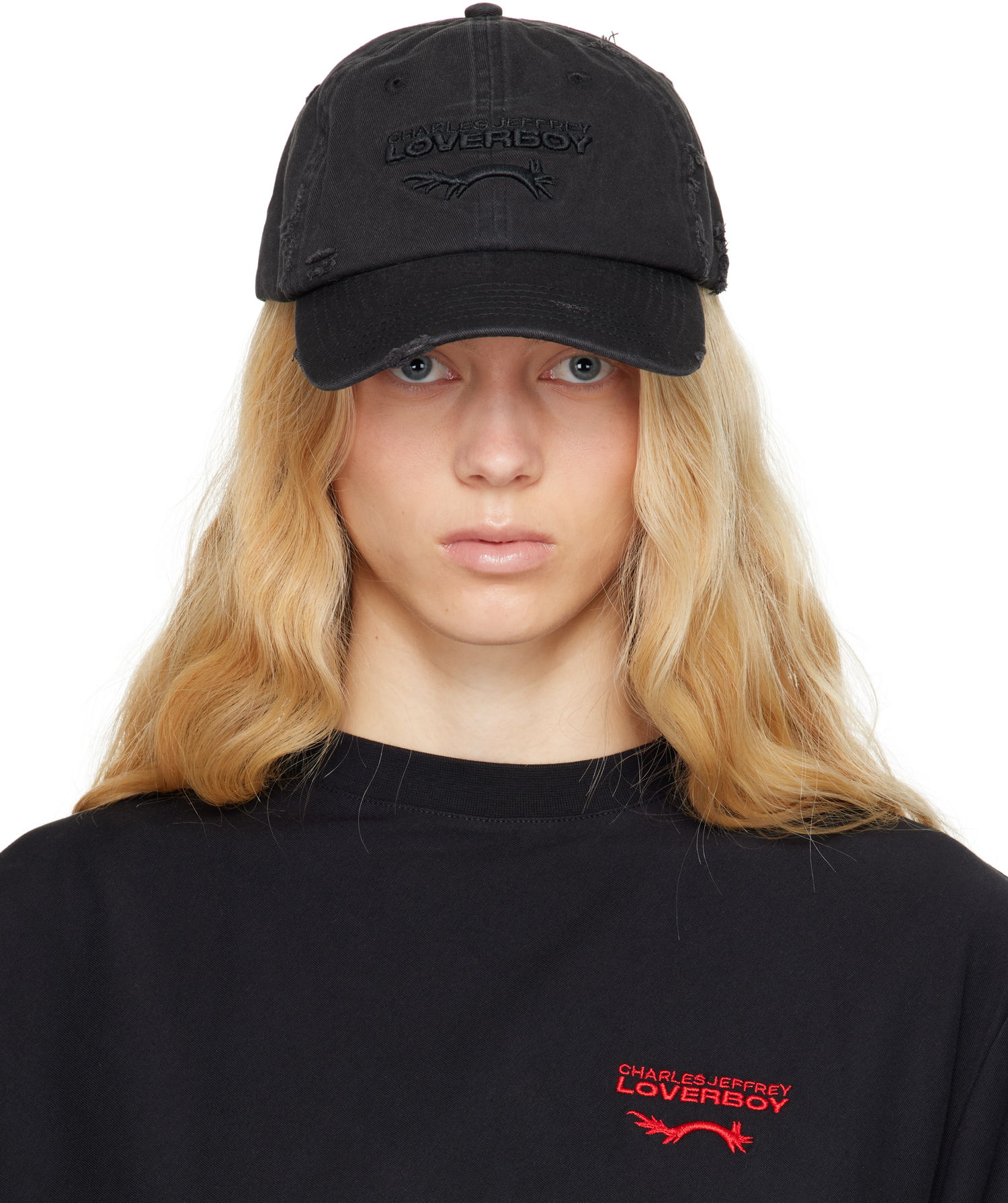 Kasket Charles Jeffrey Loverboy Charles Jeffrey LOVERBOY Distressed Logo Cap Sort | 54130501, 0