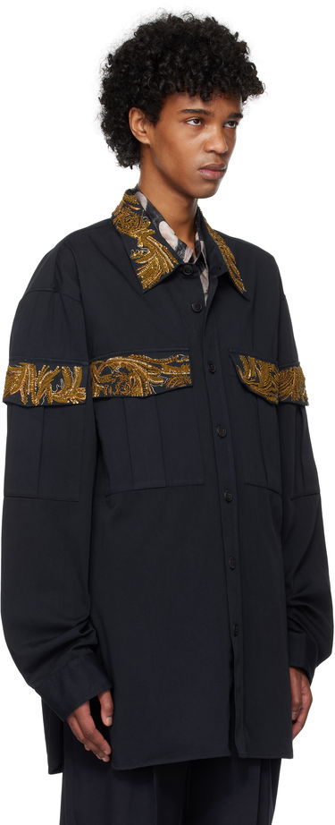 Skjorte Dries Van Noten Dries Van Noten Embroidered Shirt Sort | 251-020757-1473, 1