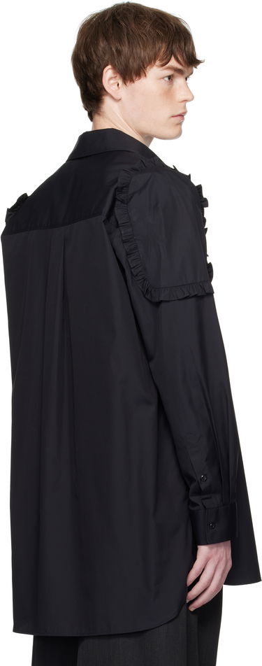 Skjorte Simone Rocha Simone Rocha Ruffle Shoulder Patch Tunic Shirt Sort | 5383 1025, 2