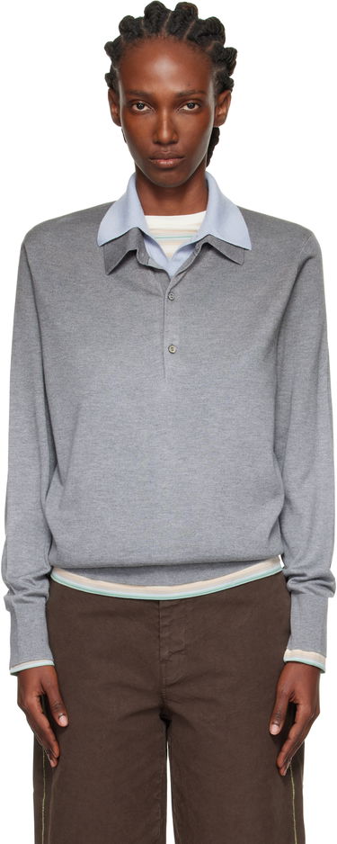 Polo skjorte Acne Studios Acne Studios Layered Silk Polo Grå | A60591-, 0