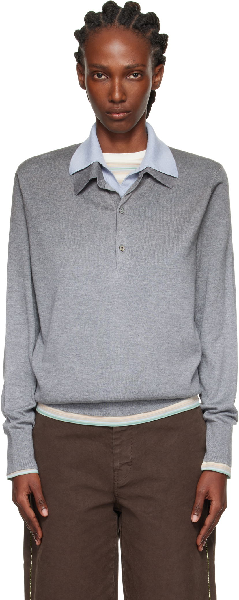 Polo skjorte Acne Studios Acne Studios Layered Silk Polo Grå | A60591-