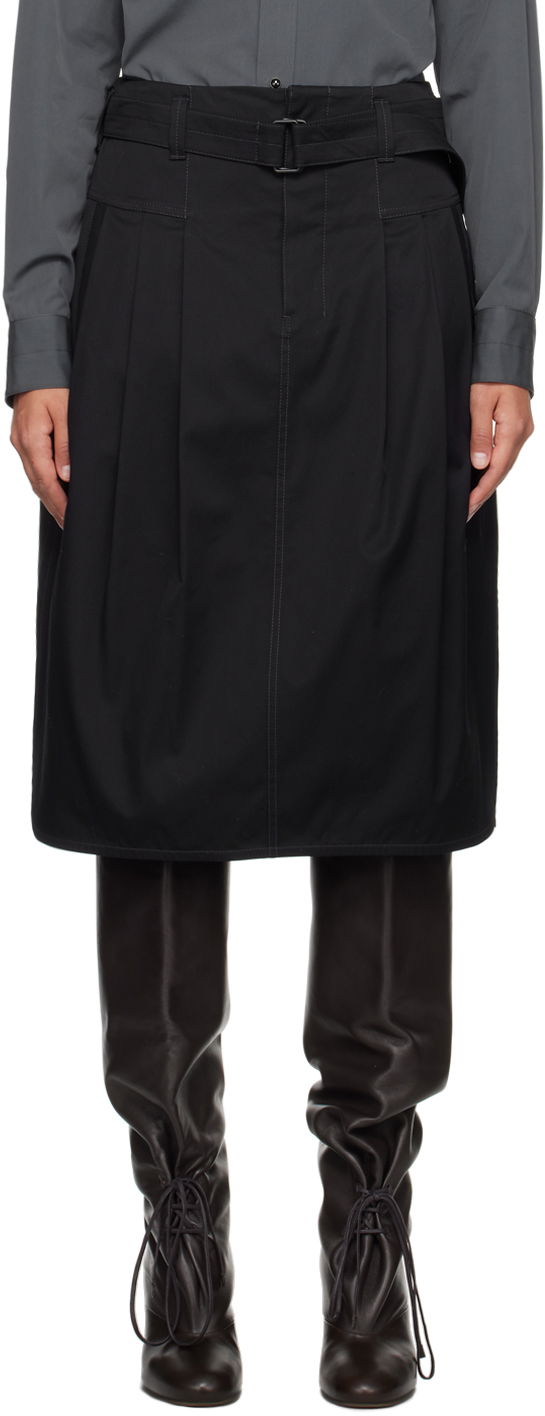 Nederdel LEMAIRE LEMAIRE Pleated Belted Midi Skirt Sort | SK1010 LF824, 0