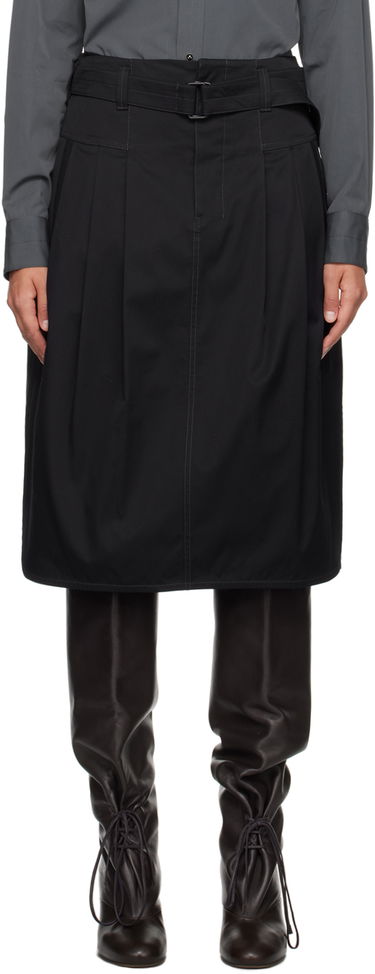 Nederdel LEMAIRE LEMAIRE Pleated Belted Midi Skirt Sort | SK1010 LF824, 0