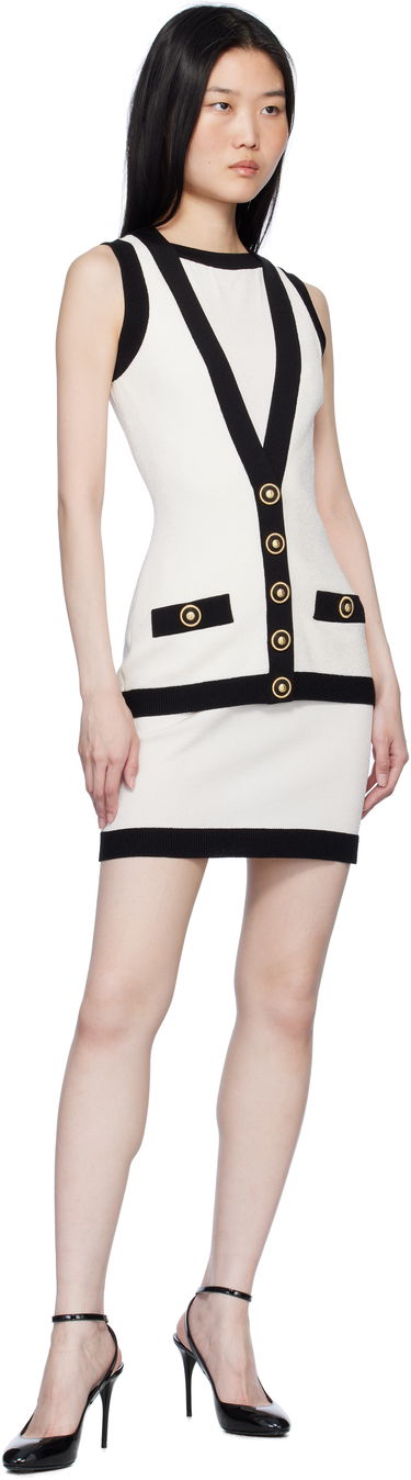 Kjole Balmain Two-Tone Waistcoat Mini Dress Hvid | EF1R5086KH88, 3