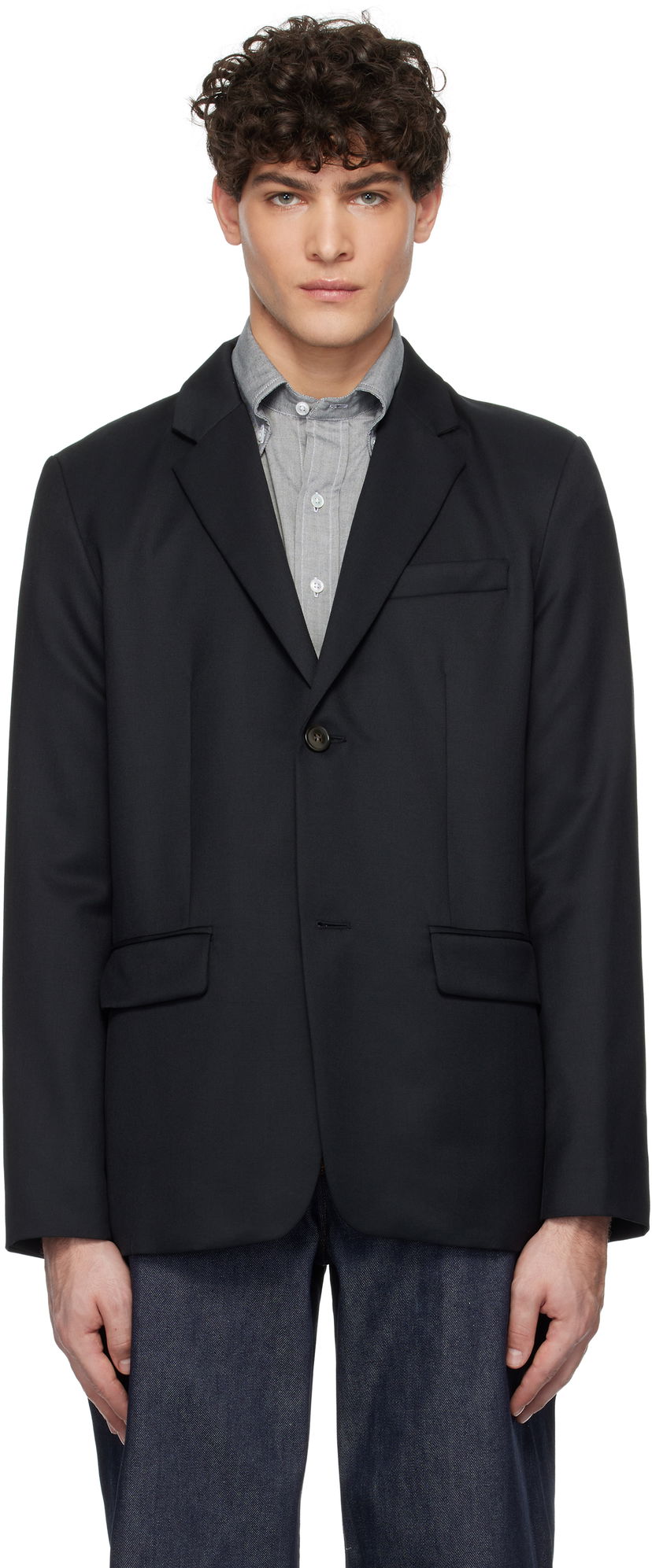 Jakke A.P.C. Single-Breasted Blazer Sort | WOAPO-H03136