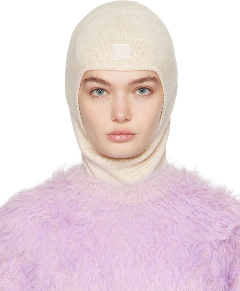 Beanie Acne Studios Acne Studios Face Logo Balaclava Beige | C40391-