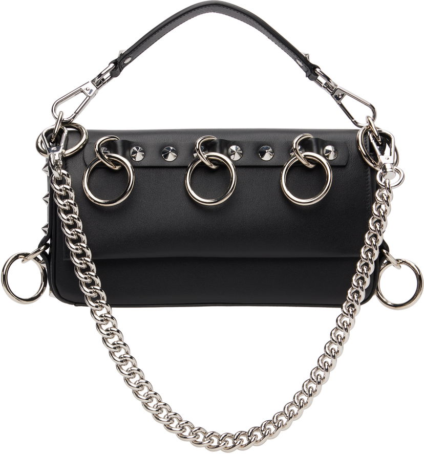 Håndtaske R13 Vivian Studded O-Ring Chain Bag Sort | R13WA061-A001