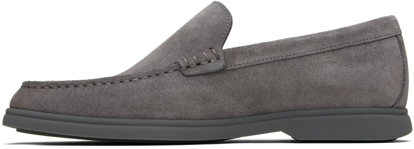Sneakers og sko BOSS Suede Loafers with Contrast Outsole Grå | 50543083