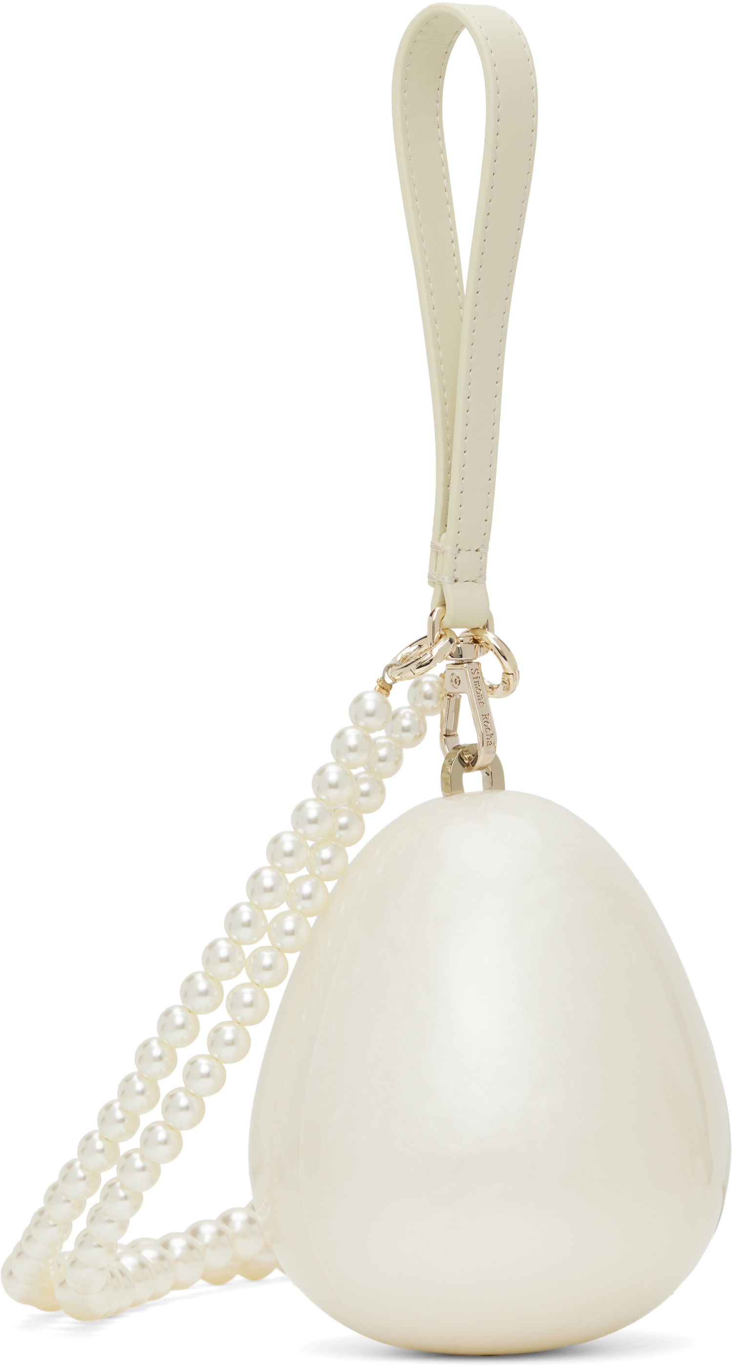 Håndtaske Simone Rocha Simone Rocha Micro Pearl Egg Shaped Bag Hvid | BAG110B 0773, 1