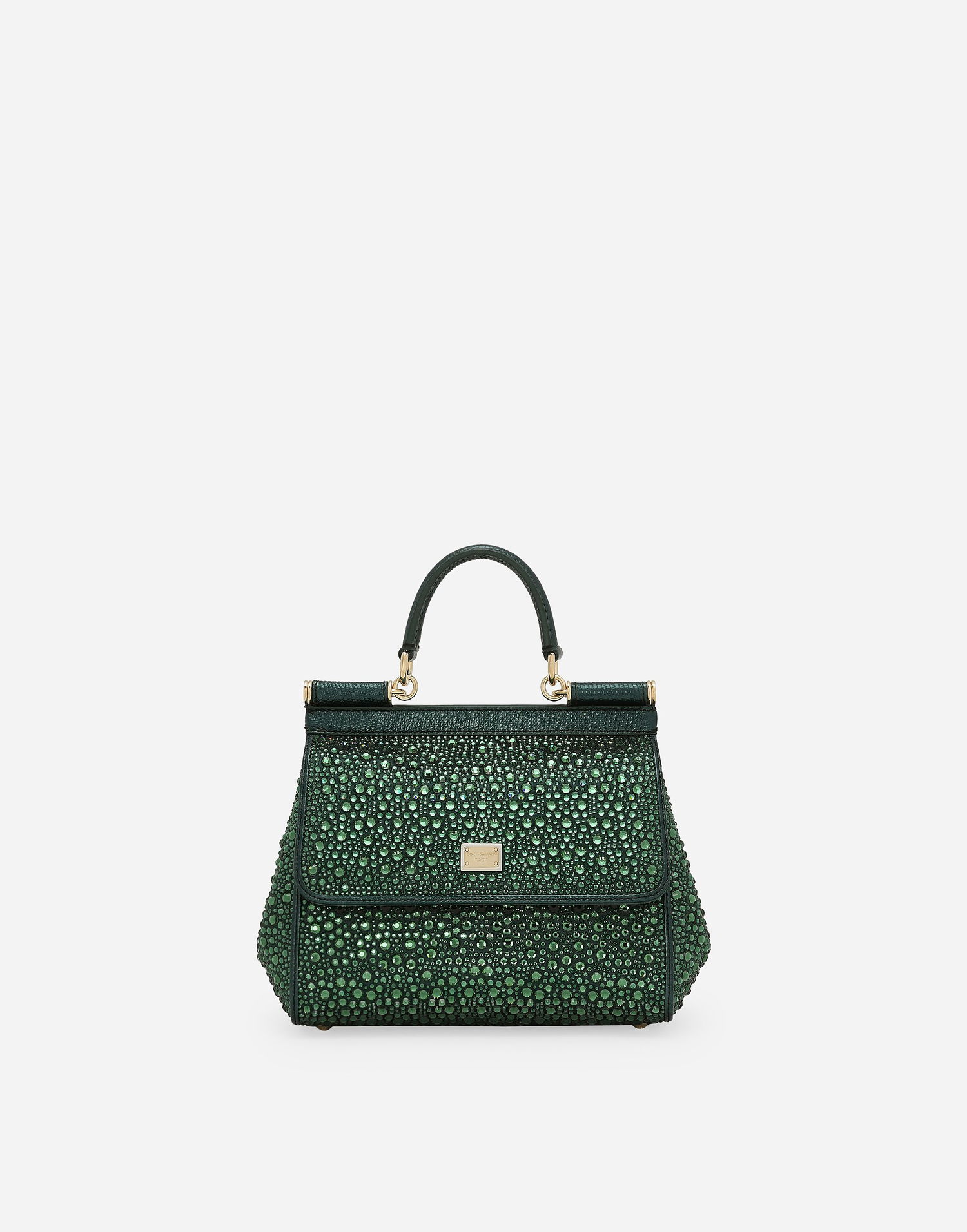 Håndtaske Dolce & Gabbana Dolce & Gabbana Sicily Crystal Embellished Handbag Grøn | BB6003A56458F534, 0