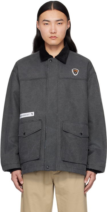 Parka AAPE by A Bathing Ape AAPE by A Bathing Ape Moonface Logo Reversible Utility Jacket Grå | AAPJKM7680XXNBKX, 0