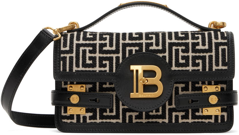 Skuldertaske Balmain Balmain B-Buzz 24 Canvas and Leather Bag Sort | EN1DA829TJGH