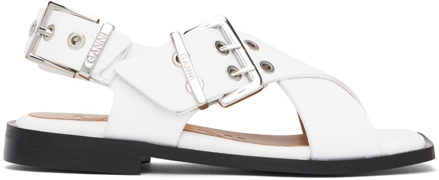 Stift GANNI GANNI Feminine Buckle Cross Strap Sandals Hvid | S2568, 0