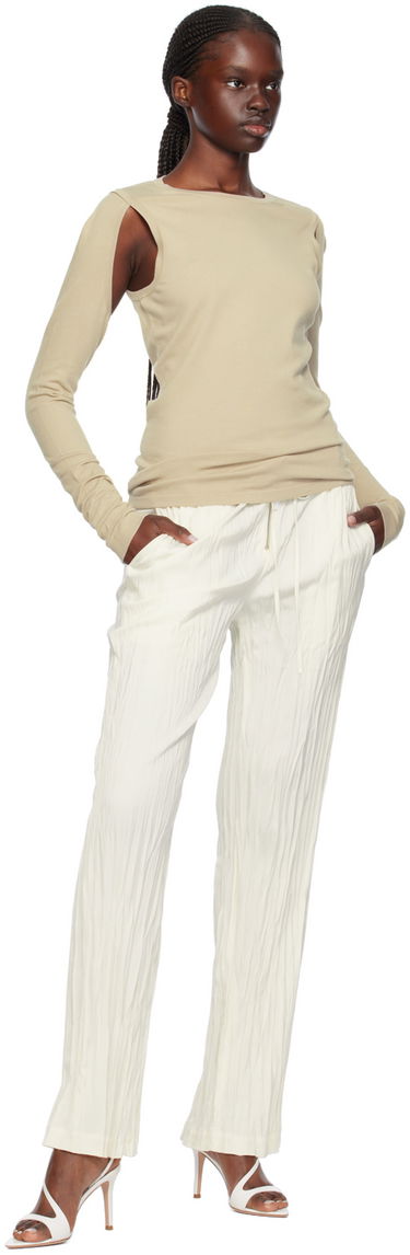 T-shirt Helmut Lang Cutout Long Sleeve Beige | O02HW703, 3