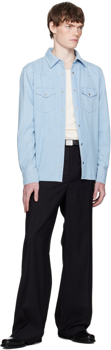 Skjorte Tom Ford TOM FORD Denim Chambray Western Shirt Blå | HDS001-FMC240, 3