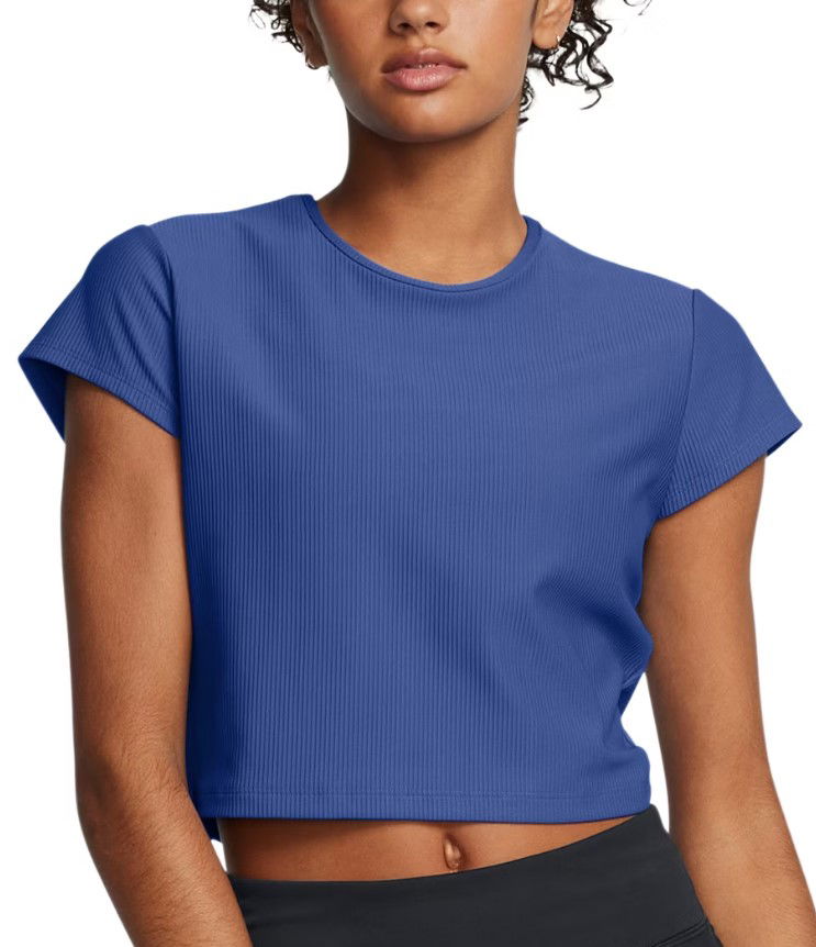 Crop top Under Armour Ribbed Cropped T-Shirt Blå | 1386615-432
