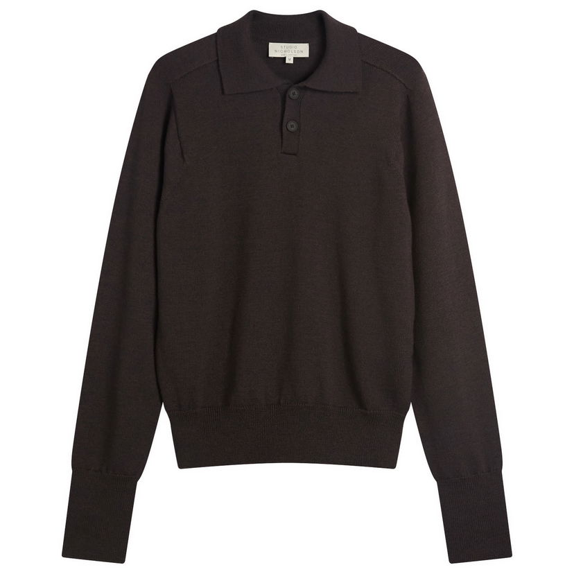 Sweater Studio Nicholson Polo Knit Brun | SARKSNM-1384-WAL