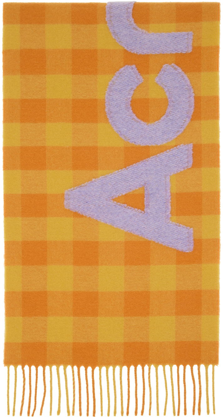 Tøj Acne Studios Orange Check Scarf Orange | CA0262-