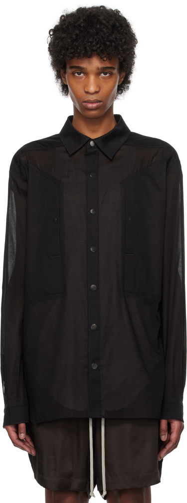 Skjorte Rick Owens Rick Owens Hollywood Jumbo Fogpocket Outer Shirt Sort | RU01E5240 CV, 0