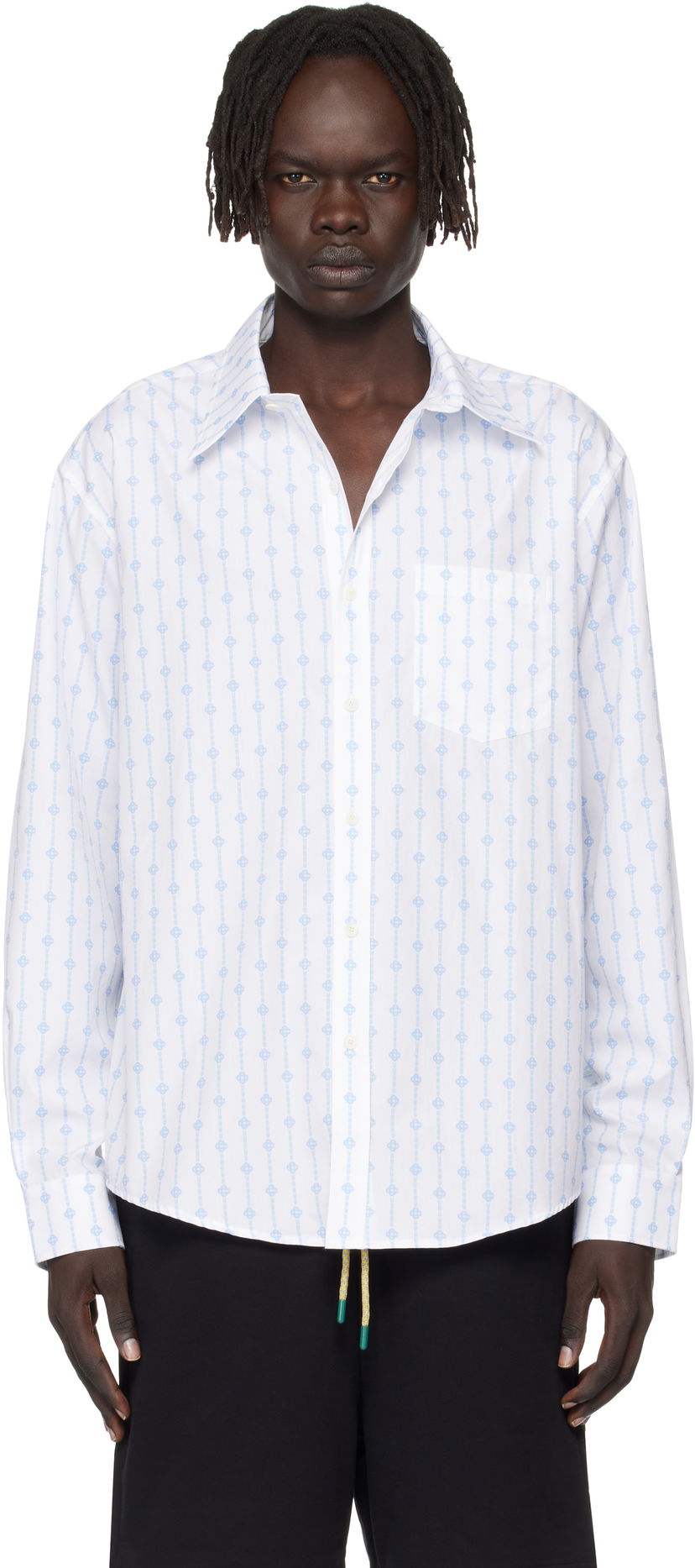 Skjorte Casablanca Casablanca Monogram Oxford Shirt Hvid | MPF25-SH-155-01