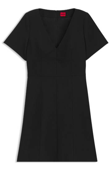 Kjole BOSS V-Neck Dress with Removable Shoulder Pads Sort | 50542656, 0