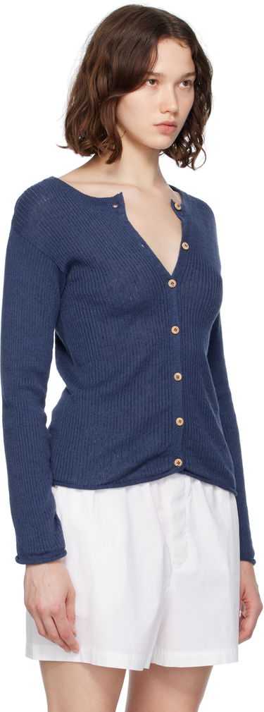 Sweater Baserange Baserange Ribbed Knit Cardigan Blå | KDRC-LI-SU25, 1