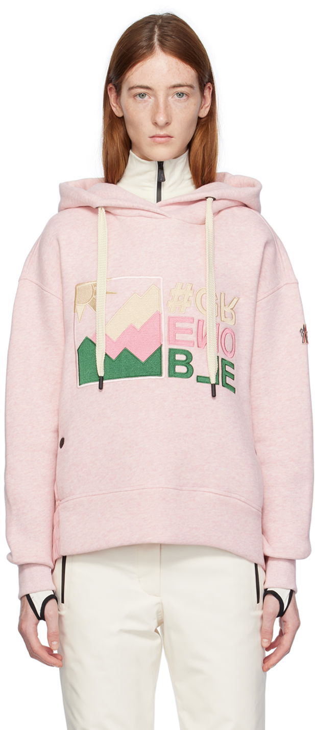 Sweatshirt Moncler Grenoble Embroidered Hoodie Lyserød | I20988G00019899RH, 0