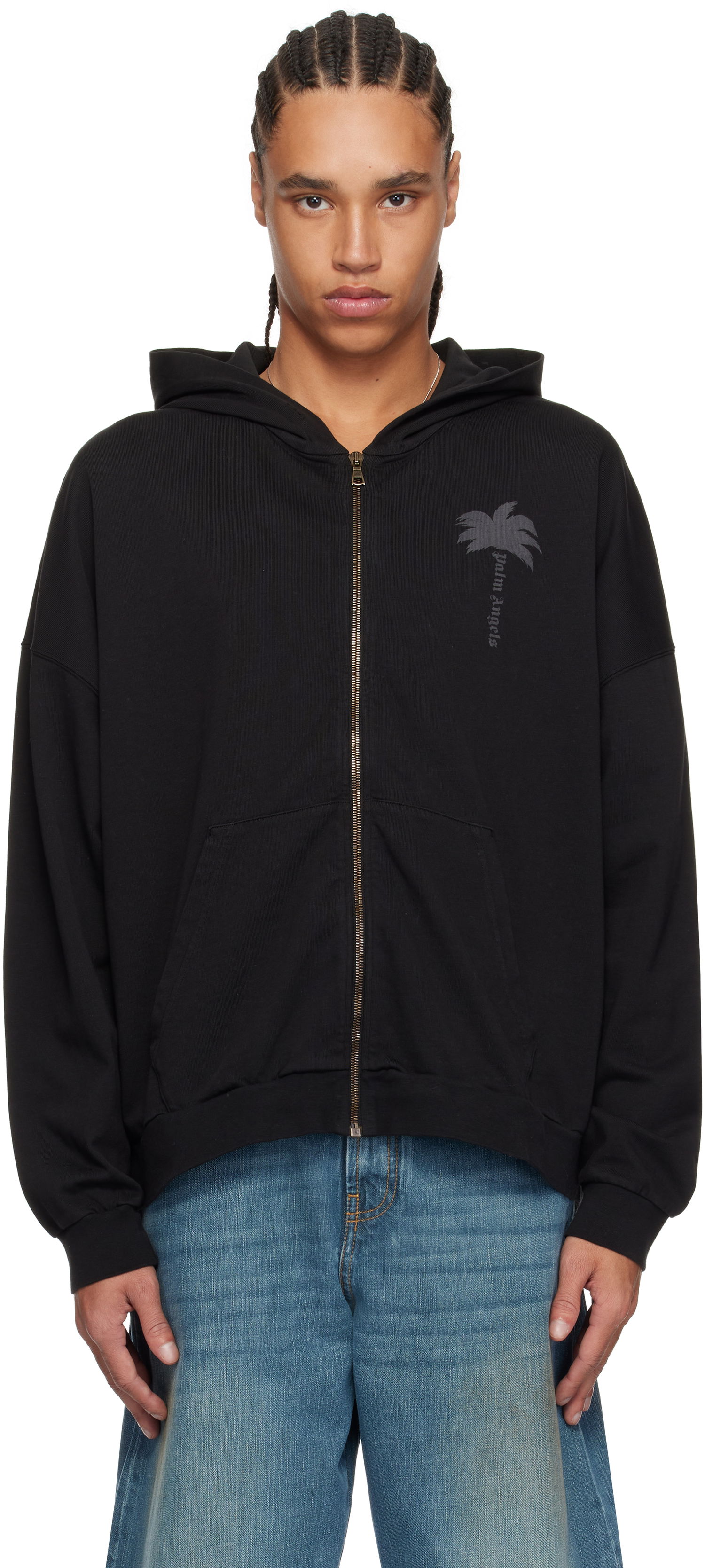 Sweatshirt Palm Angels Palm Angels Palms Zip Hoodie Sort | PMBE016S25FLE0011313, 0