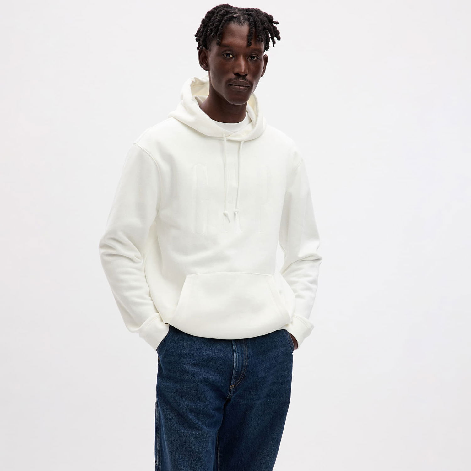 Sweatshirt GAP Shine Logo Hoodie New Off White Hvid | 829192-00, 0