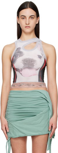 Ottolinger Mesh Dog Print Cutout Tank Top