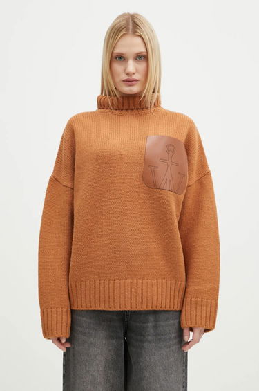 Sweater JW Anderson JW Anderson Leather Patch Pocket Turtleneck Jumper Brun | KW1292.YN0367.619, 0
