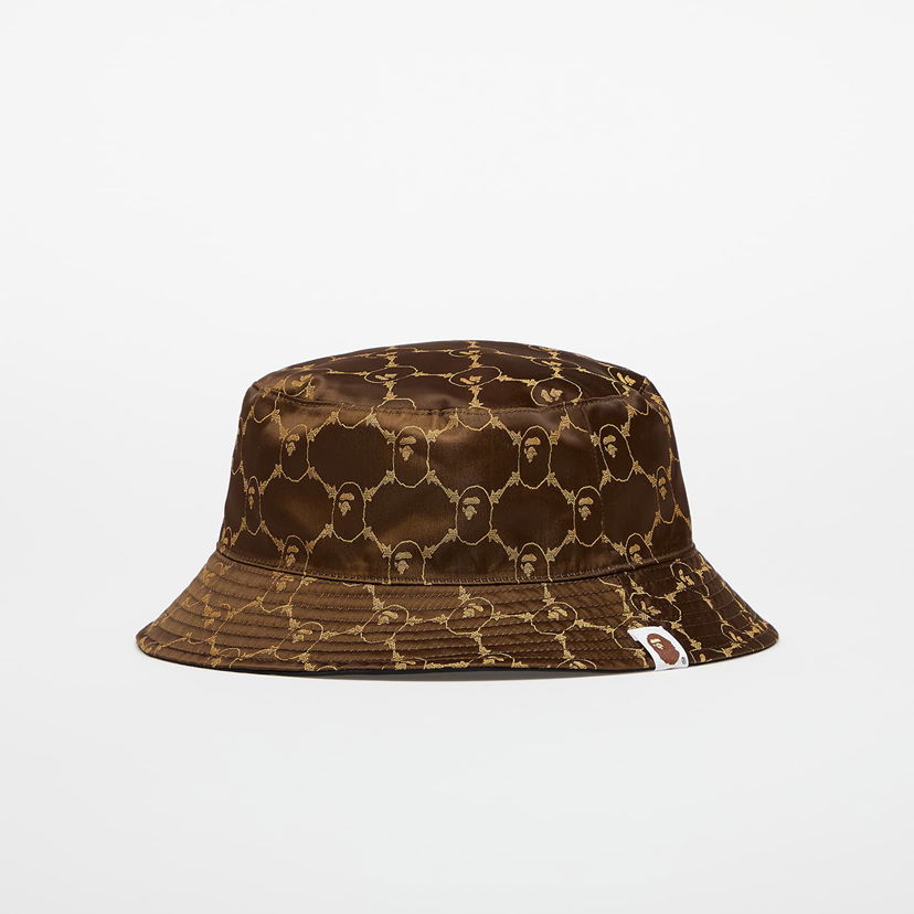 Hat BAPE A BATHING APE College Monogram Reversible Bucket Hat Brun | 001HTL301305MBLK