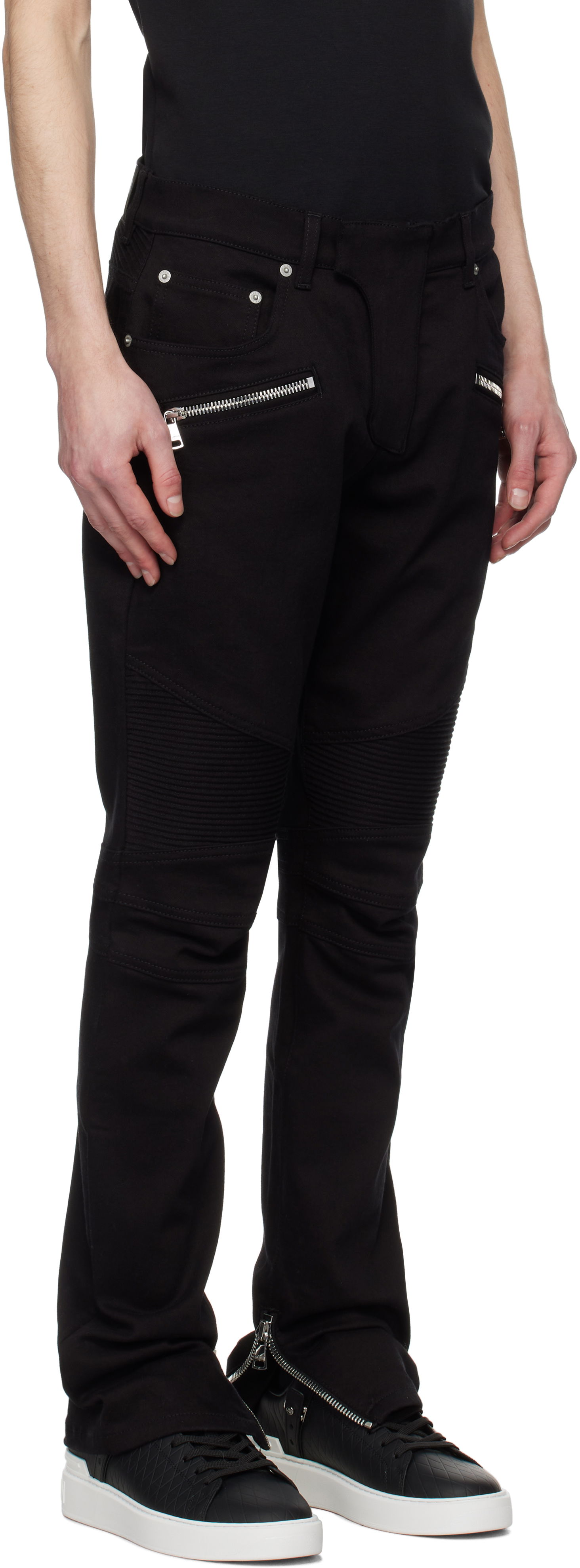 Jeans Balmain Balmain Slim-Fit Biker Jeans Sort | EH1MG115DF63, 1