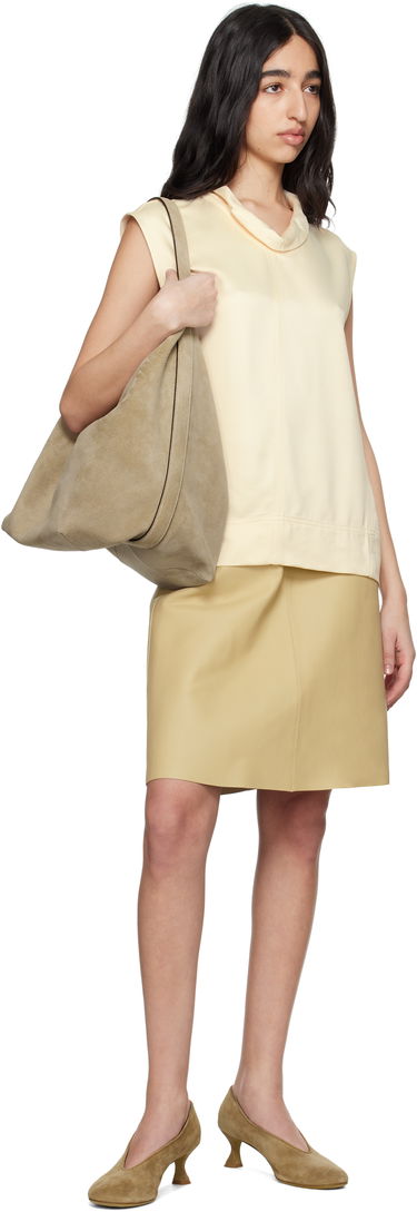 Nederdel TOTEME TOTEME A-Line Leather Miniskirt Gul | 251-WRB4456-LE0128, 3