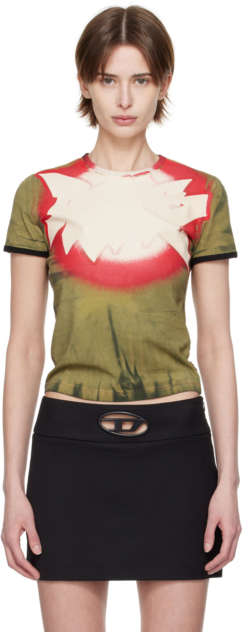 T-shirt Diesel Diesel T-Uncutie-Long-Q1 Tie-Dye T-Shirt Grøn | A16772 0HQAS
